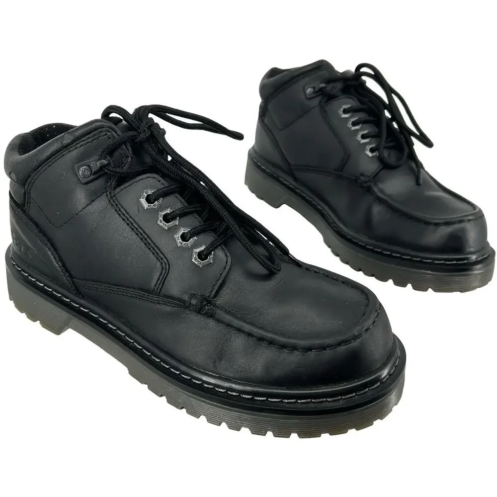 Men's Black Leather GBX Factor Chunky Platform Utility Oxford Boot Shoes 9.5M